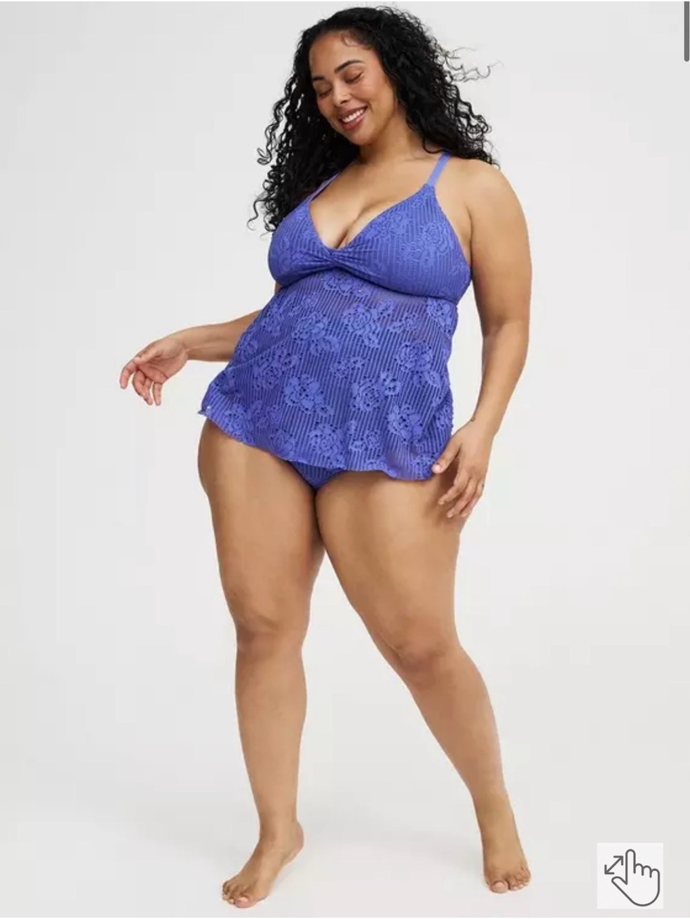 New! Set! Torrid sz 3 Crochet Lace‎ Violet Storm Tankini Top Bottom Swim Suit 3X